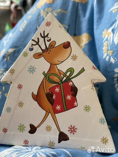 Кружка новогодняя фарфор олень снеговик 300мл