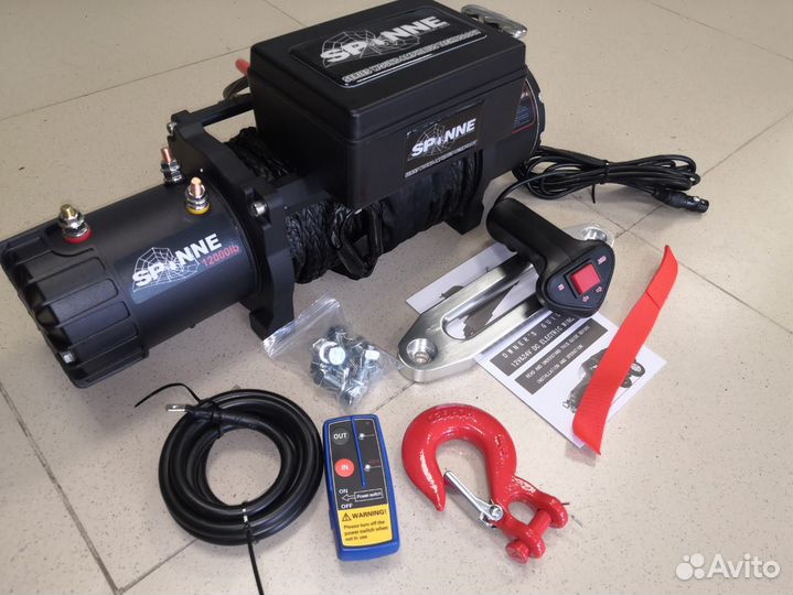 Лебедка электрическая 12V spider 12000lbs кевлар