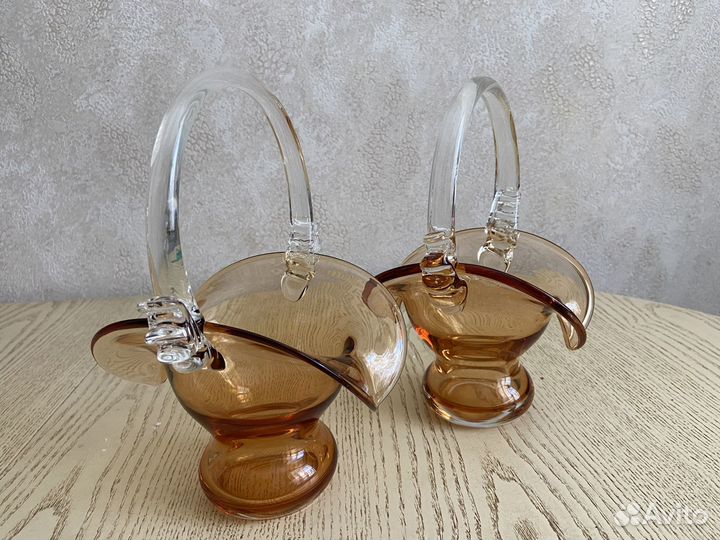 Ваза- конфетница в форме корзинки Чехословакия