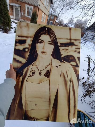 Портрет по фото на дереве Подарок