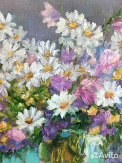 Картина маслом,полевые цветы