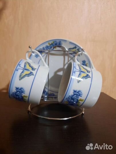 Новый набор из 4 пар - чайных и кофейных