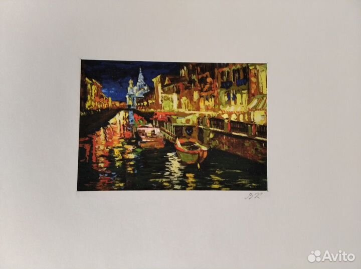 Акварель с видами Петербурга