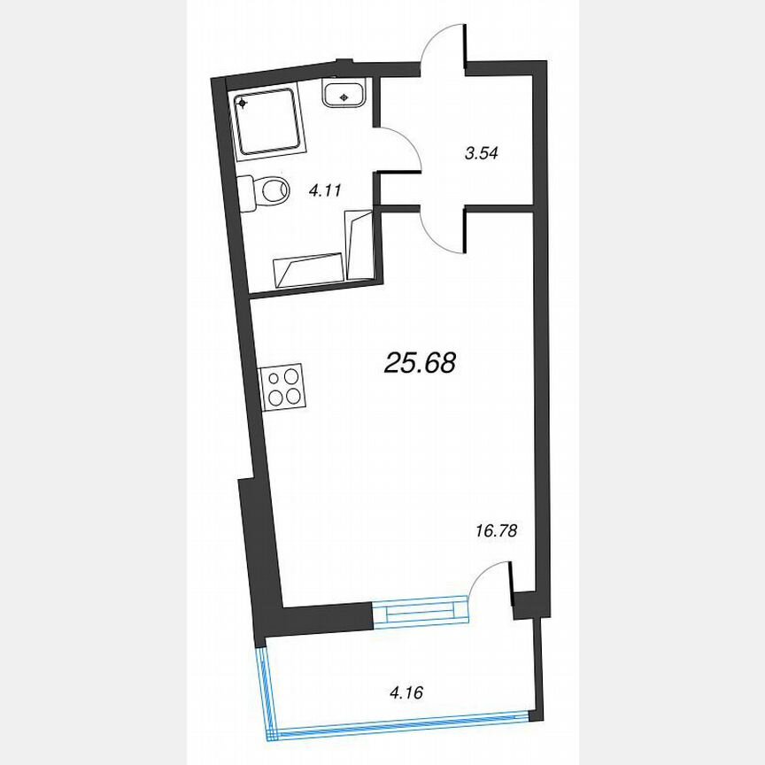 Квартира-студия, 28,6 м², 11/22 эт.