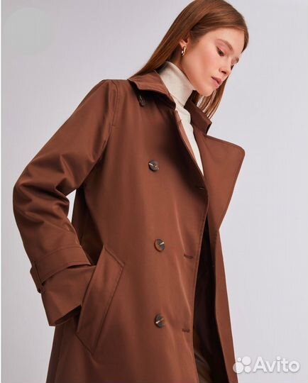 XS тренч zolla по фигуре коричневый плащ тренчкот