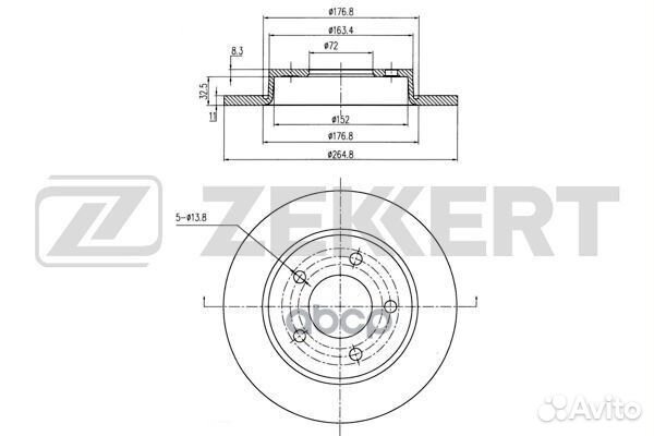 Диск торм. зад. Mazda 3 I 03- bs-5267 Zekkert