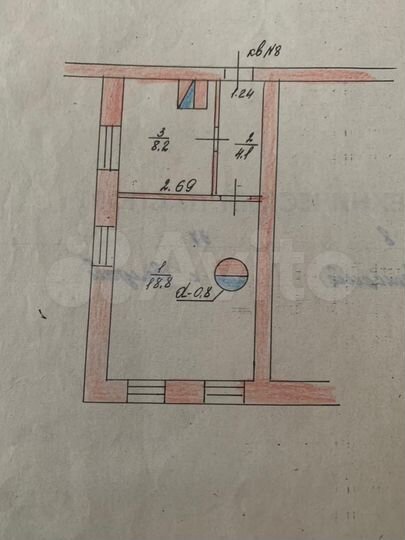 1-к. квартира, 31,1 м², 2/2 эт.