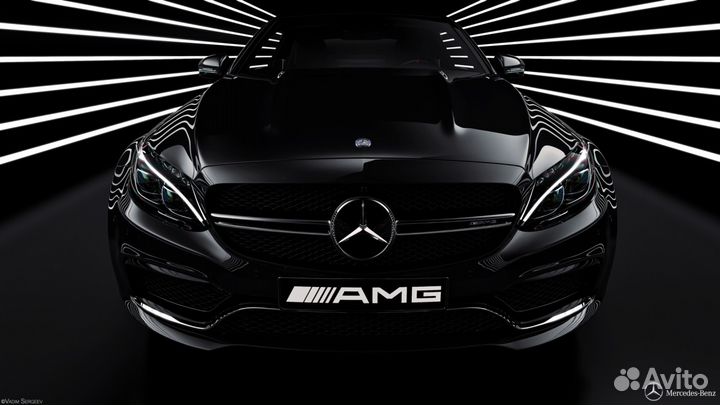 Звезда стеклянная Mercedes C-klass (W 205) черная