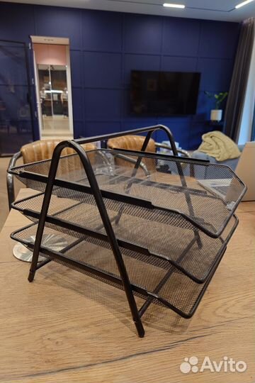 Этажерка для бумаг лоток черный в сетку