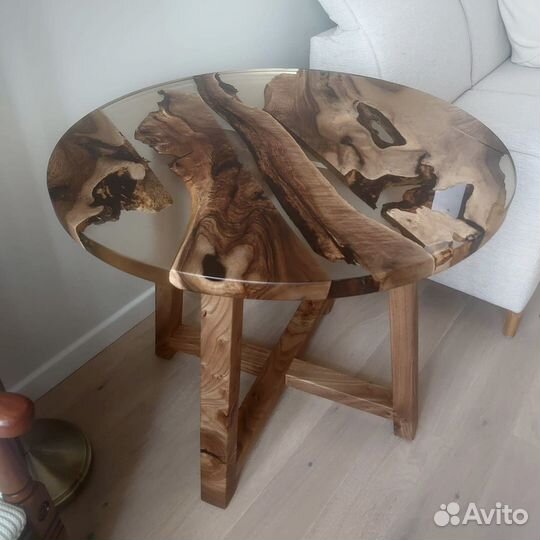 Стол гарнитур эпоксидная смола слэб карагач дуб