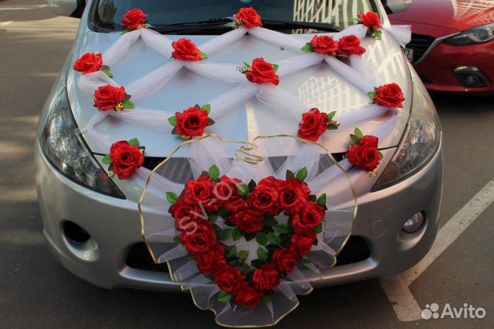Свадебное украшение на машину в прокат