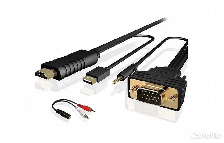 Кабель конвертер VGA + AUX to hdmi 1.2 метра H79