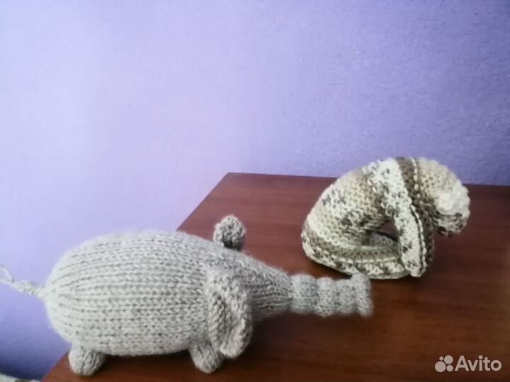 Вязаный слоник и Сплюш спицами вязаные игрушки