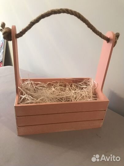 Ящик деревянный с ручкой из джута