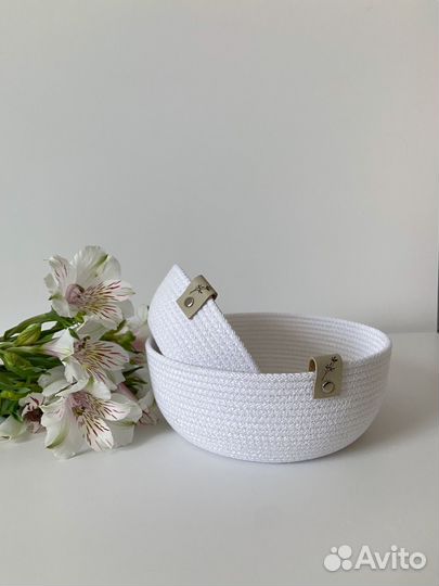 Корзина интерьерная из холопкового шнура