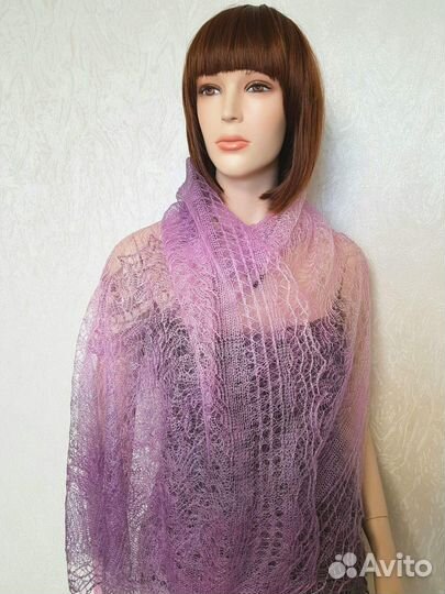 Пуховый палантин паутинка Шарф ажурный пуховый