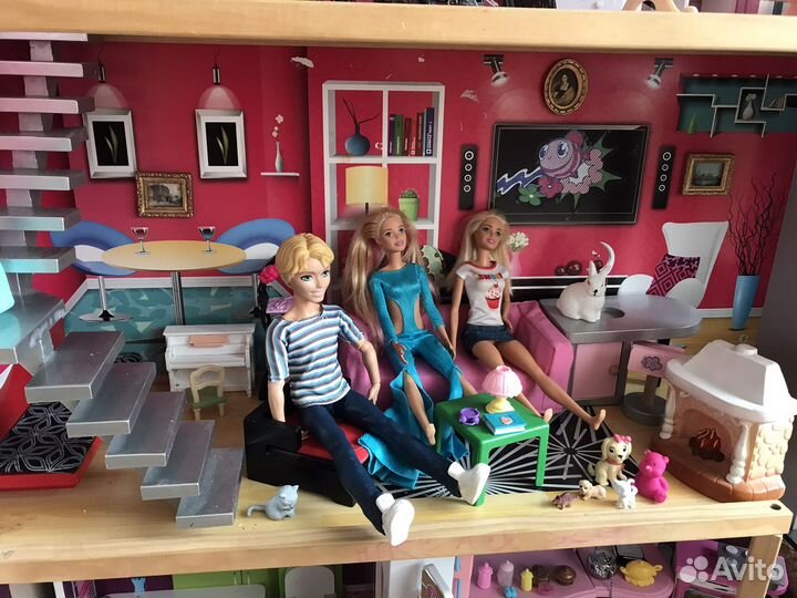 Кукольный домик для барби с мебелью