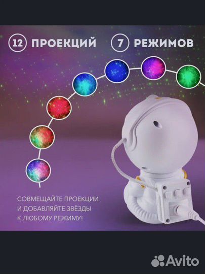 Ночник проектор космонавт