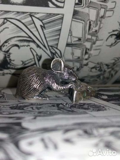 Серебряная мышка с сыром*875проба
