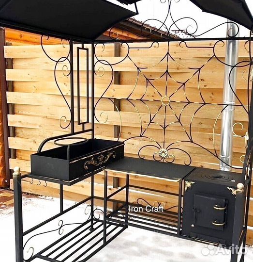 Мангал с печкой под казан