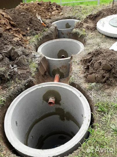 Септик из бетонных колец, выгребная яма под ключ