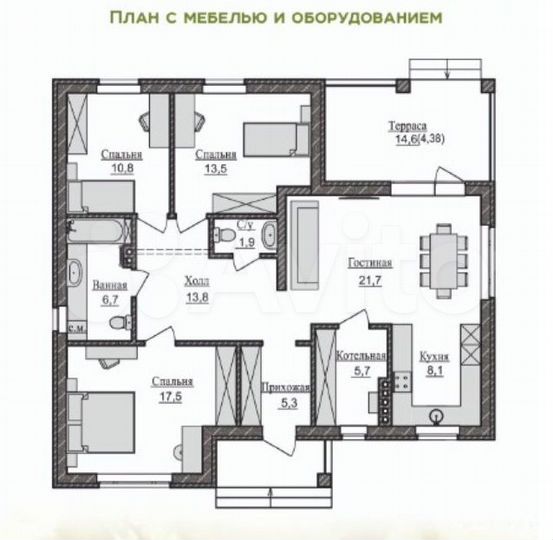 Дом 120 м² на участке 5 сот.