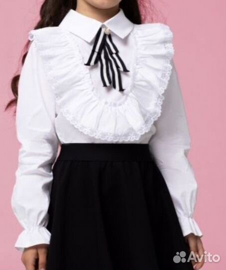 Блузка белая для девочек школьная