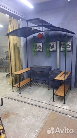 Мангал беседка с печкой для казана