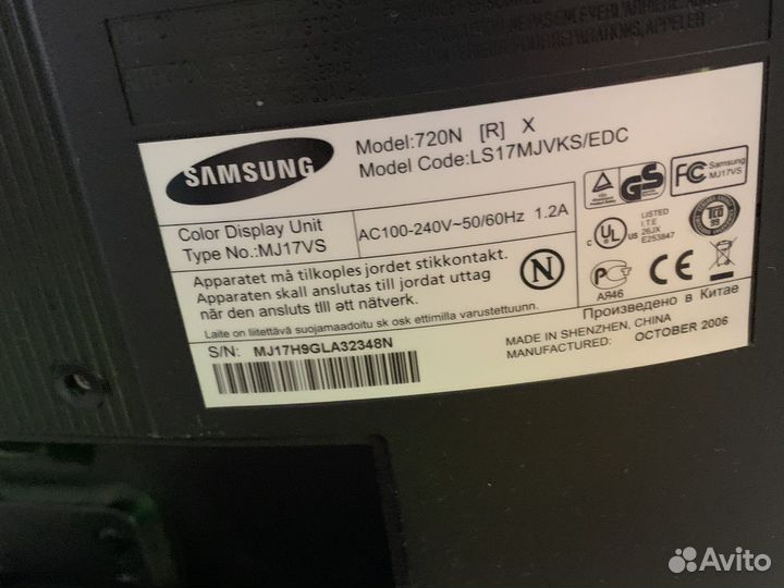 Монитор samsung syncmaster 720n