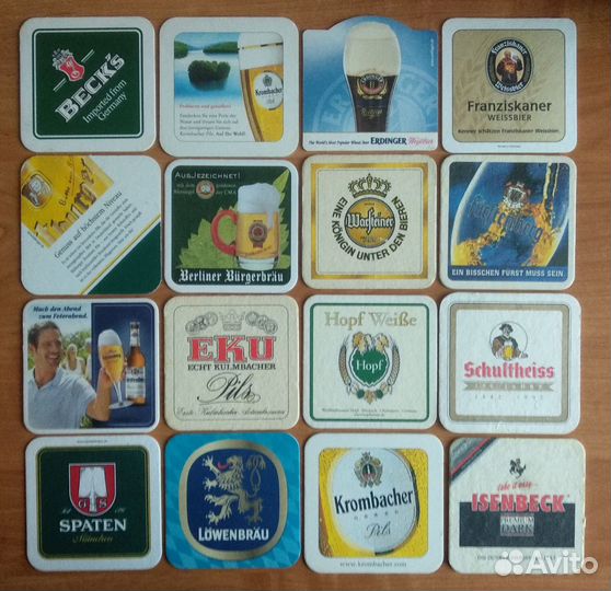 16 разных пивных подставок (бирдекели) Германия