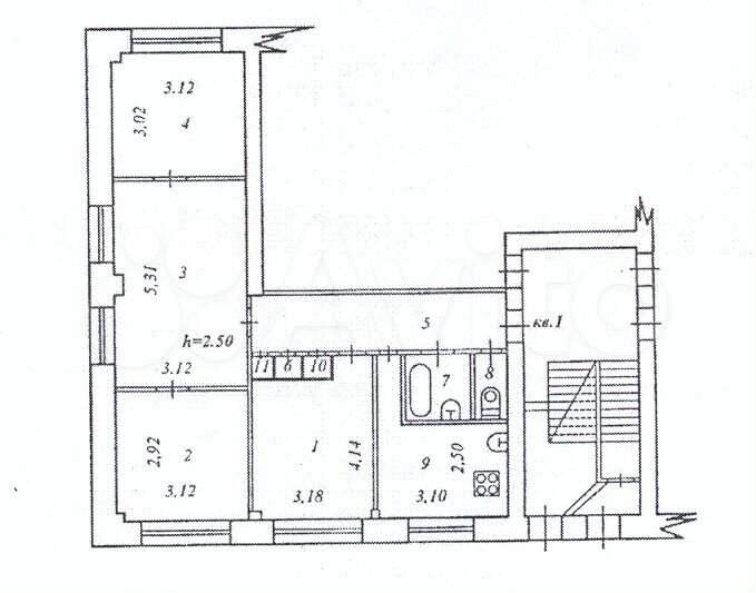 4-к. квартира, 72 м², 1/5 эт.