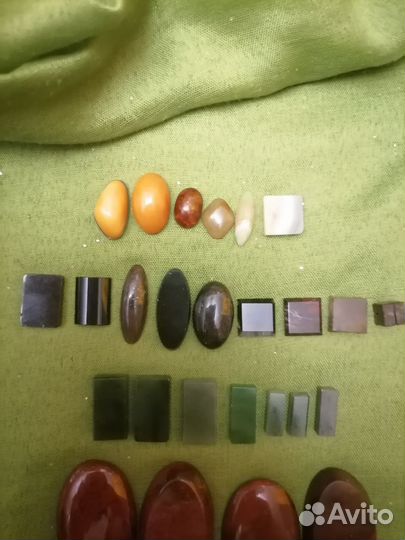 Кабашоны, камни натуральные +янтарь +кораллы