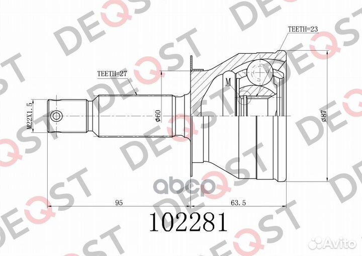 ШРУС hyundai sonata EF 99-01 наружний 102281 deqst