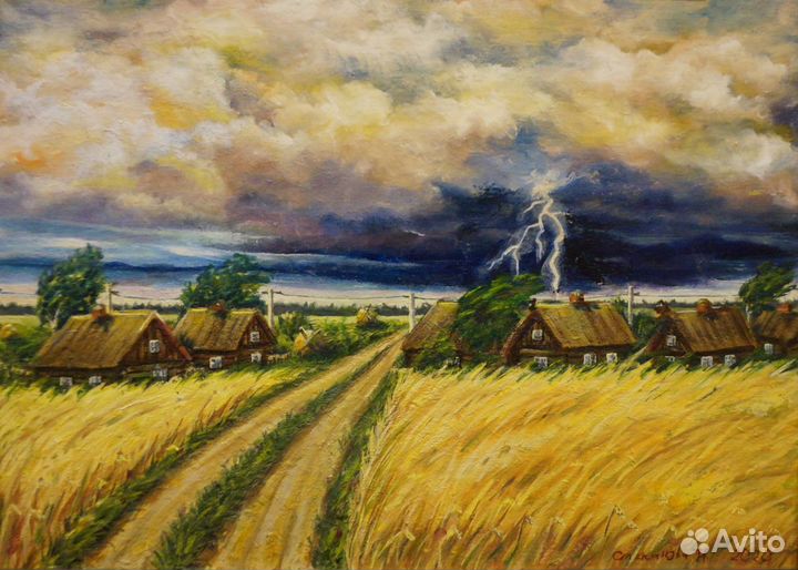 Картина маслом на холсте пейзаж 