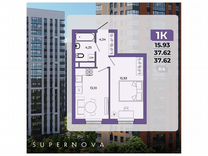 1-к. квартира, 37,6 м², 6/20 эт.