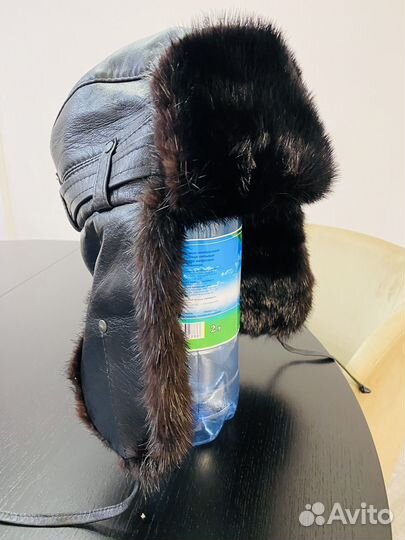 Мужская шапка норковая, кожа