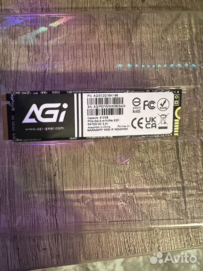 512 гб SSD накопитель M.2 2280, PCI-E 3.0, NVMe
