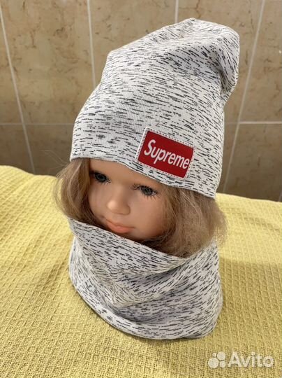 Комплект хлопковый шапка и снуд весна осень 52