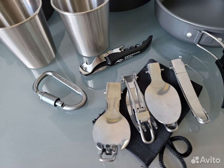 Туристический набор посуды,15 предметов с чайником