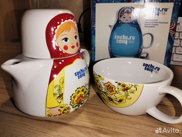 Чайный набор Матрёшка (чашка + чайник) Сочи 2014