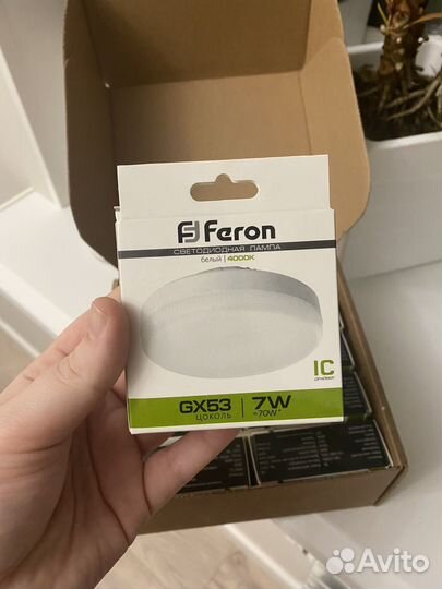 Лампа светодиодная feron GX53, LED, 7W, 4000K