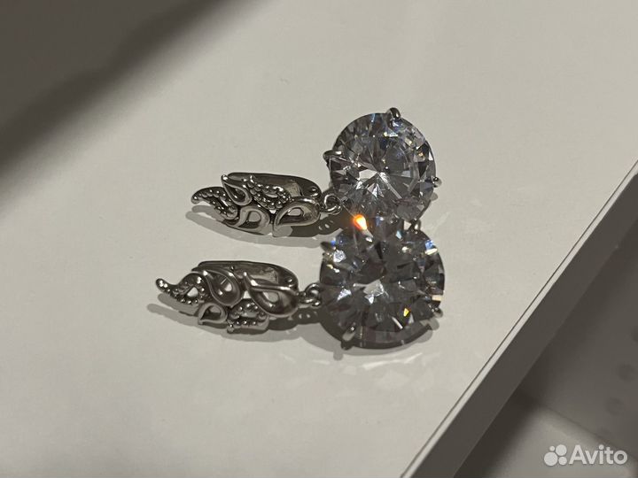 Серьги серебро с фианитами