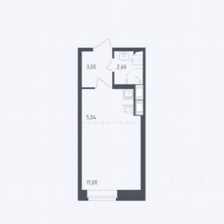 Квартира-студия, 21,7 м², 2/12 эт.