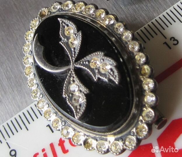 Брошь серебро 875 Свердловск, янтарь, СССР