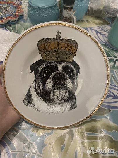 Новая кружка чашка с тарелкой английский бульдог