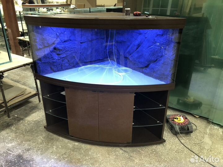 Аквариум угловой 300 литров шоколадный акрил