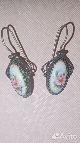 Серьги и кольцо финифть СССР