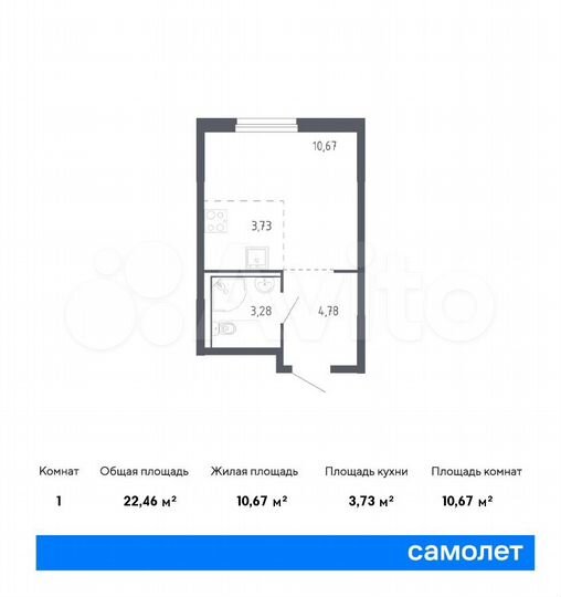 Квартира-студия, 22,5 м², 11/17 эт.