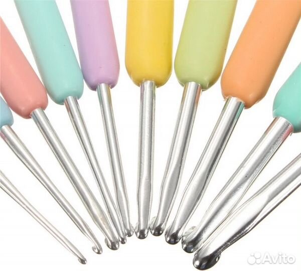 Набор вязальных крючков с силиконовой ручкой, 10шт