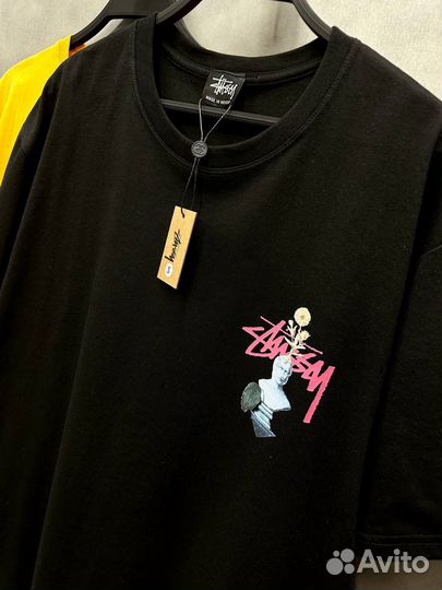 Футболка оверсайз Stussy черная / белая унисекс